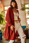 Relaxed Knit Cardigan with Folded Sleeves and Pockets