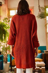 Relaxed Knit Cardigan with Folded Sleeves and Pockets