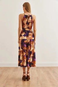 Halter Neck Belted Midi Dress