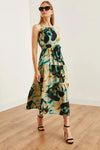 Halter Neck Belted Midi Dress