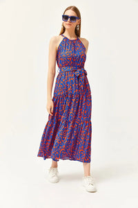 Halter Neck Belted Midi Dress