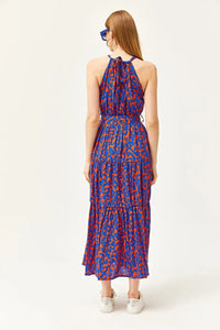 Halter Neck Belted Midi Dress