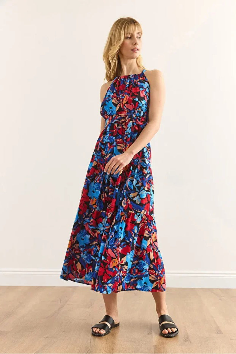 Halter Neck Belted Midi Dress