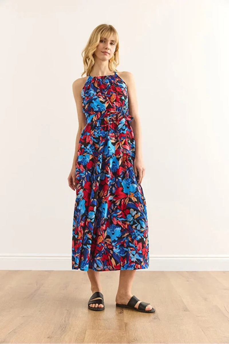 Halter Neck Belted Midi Dress