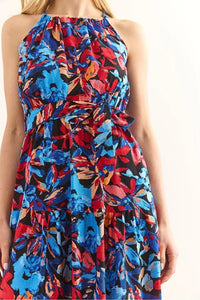 Halter Neck Belted Midi Dress