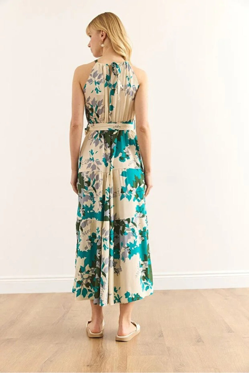 Halter Neck Belted Midi Dress