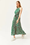 Halter Neck Belted Midi Dress