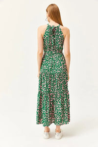 Halter Neck Belted Midi Dress