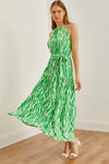 Halter Neck Belted Midi Dress