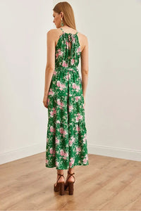 Halter Neck Belted Midi Dress