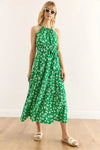 Halter Neck Belted Midi Dress