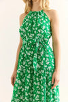 Halter Neck Belted Midi Dress