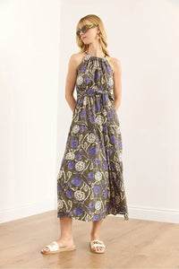 Halter Neck Belted Midi Dress