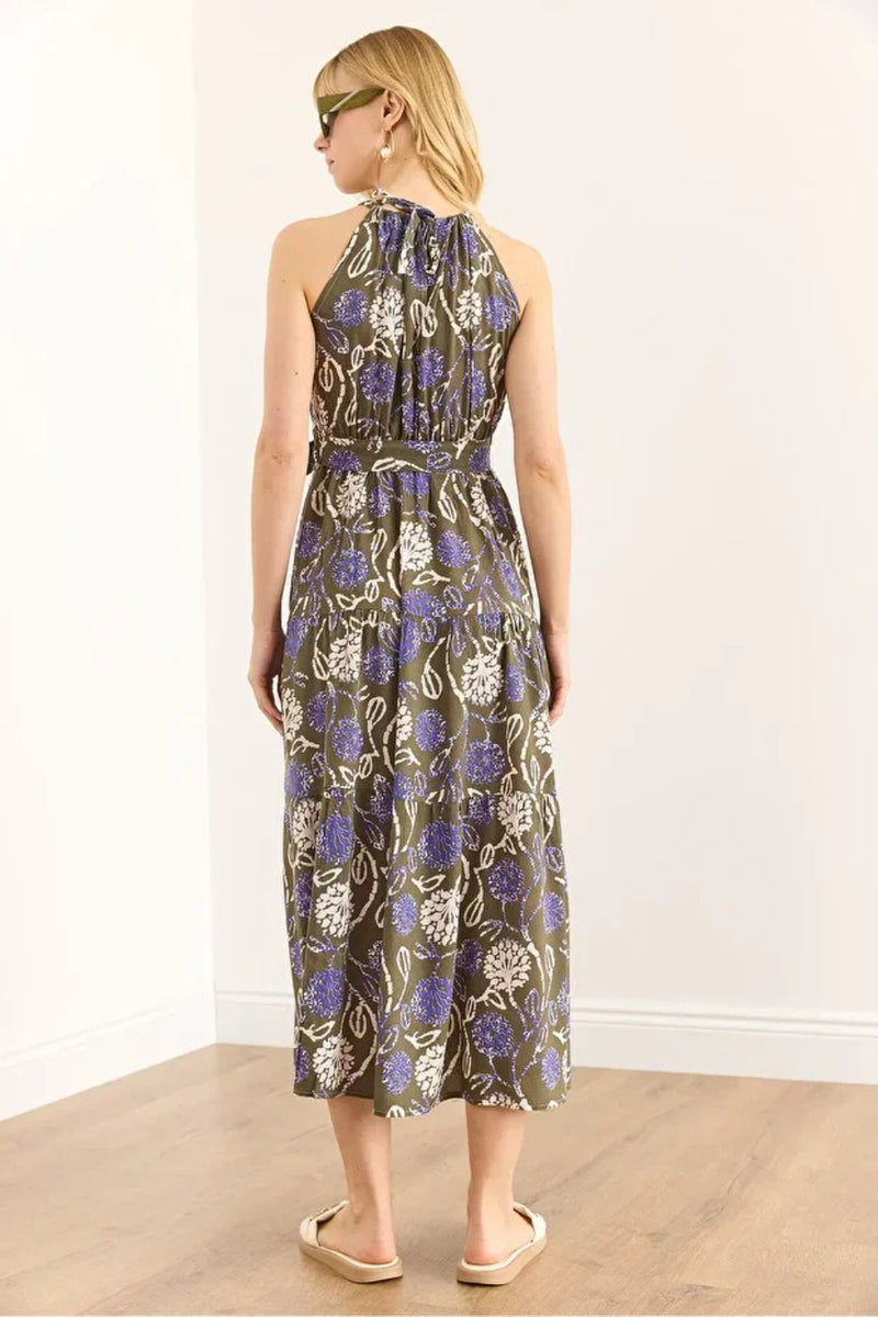 Halter Neck Belted Midi Dress