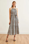 Halter Neck Belted Midi Dress