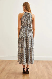Halter Neck Belted Midi Dress