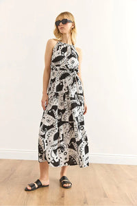 Halter Neck Belted Midi Dress