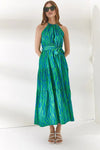Halter Neck Belted Midi Dress
