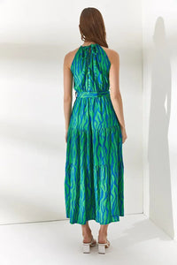 Halter Neck Belted Midi Dress
