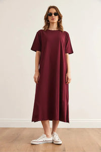 Oversized Cotton Dress with Side Slit