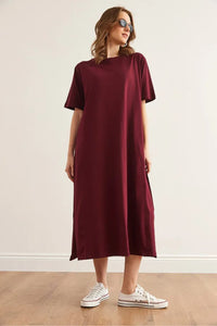 Oversized Cotton Dress with Side Slit