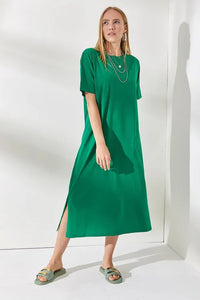 Oversized Cotton Dress with Side Slit