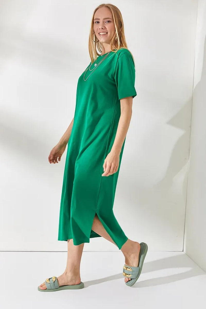 Oversized Cotton Dress with Side Slit