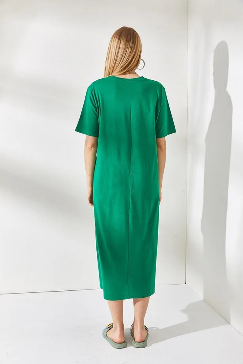 Oversized Cotton Dress with Side Slit
