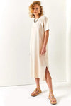 Oversized Cotton Dress with Side Slit