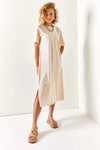 Oversized Cotton Dress with Side Slit