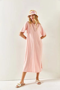 Oversized Cotton Dress with Side Slit