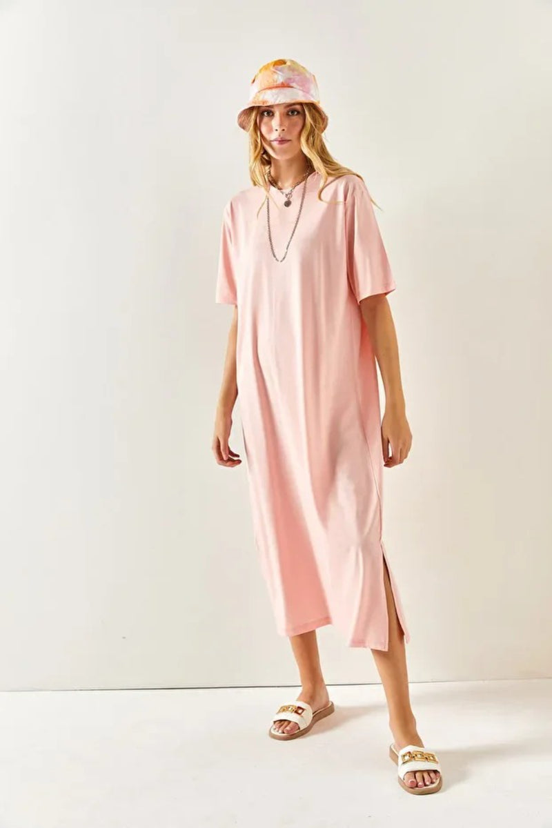 Oversized Cotton Dress with Side Slit