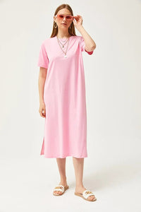 Oversized Cotton Dress with Side Slit