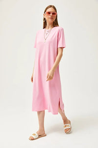 Oversized Cotton Dress with Side Slit