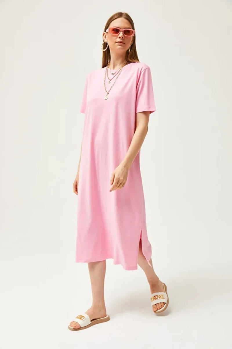 Oversized Cotton Dress with Side Slit