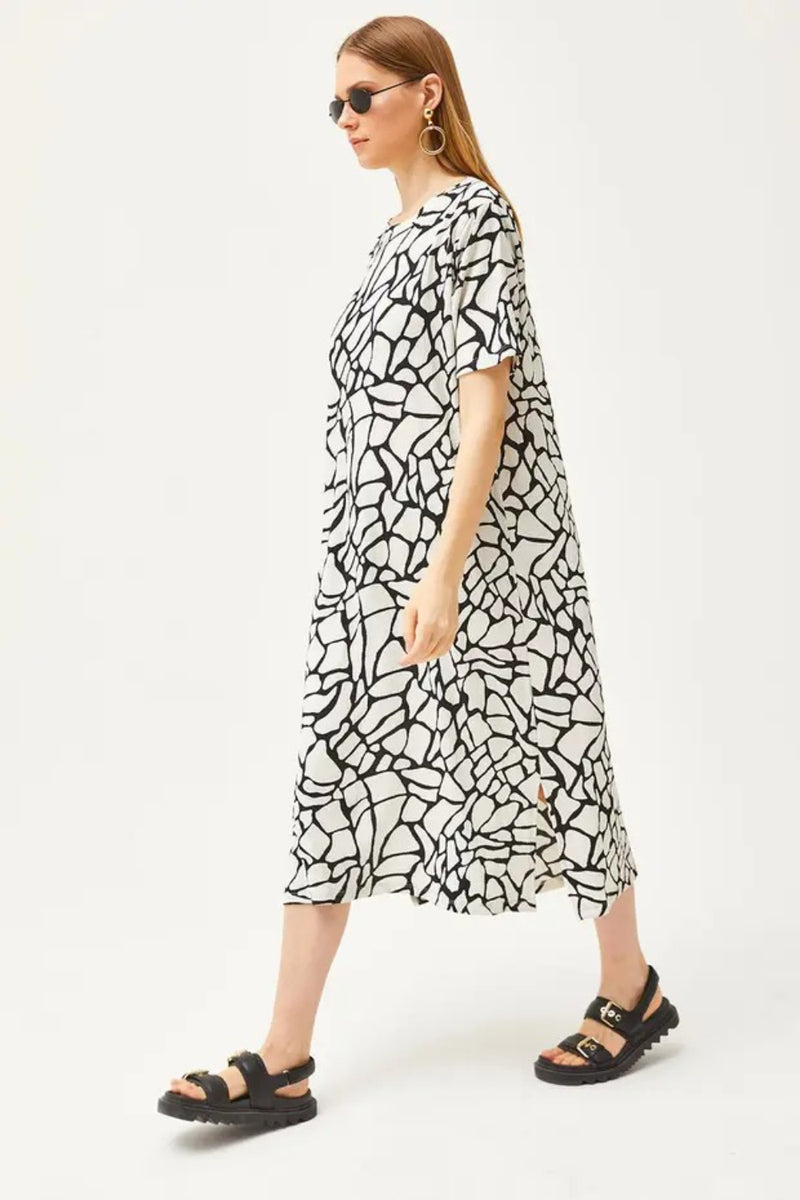 Oversized Cotton Dress with Side Slit