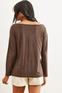 Boat Neck Wool-Viscose Draped Jumper