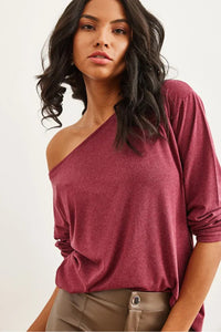 Boat Neck Wool-Viscose Draped Jumper