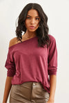 Boat Neck Wool-Viscose Draped Jumper