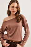 Boat Neck Wool-Viscose Draped Jumper