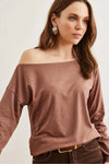 Boat Neck Wool-Viscose Draped Jumper