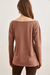 Boat Neck Wool-Viscose Draped Jumper