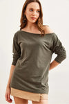 Boat Neck Wool-Viscose Draped Jumper