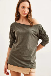 Boat Neck Wool-Viscose Draped Jumper