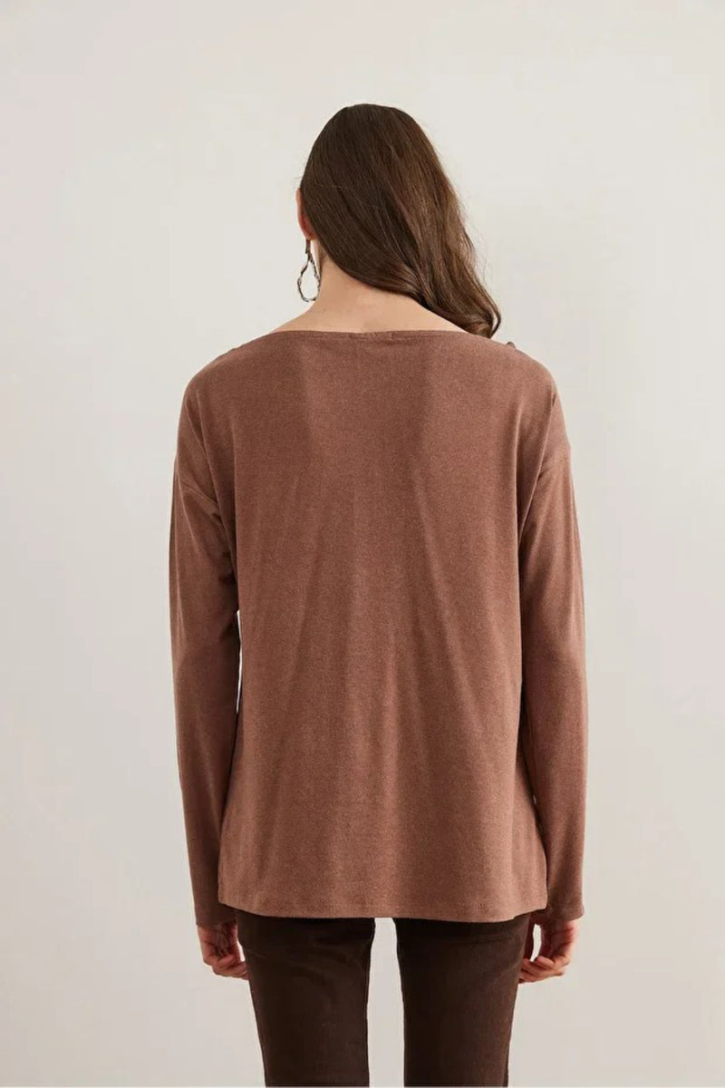 Boat Neck Wool-Viscose Draped Jumper