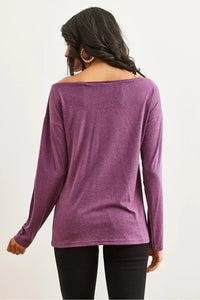Boat Neck Wool-Viscose Draped Jumper