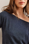 Boat Neck Wool-Viscose Draped Jumper