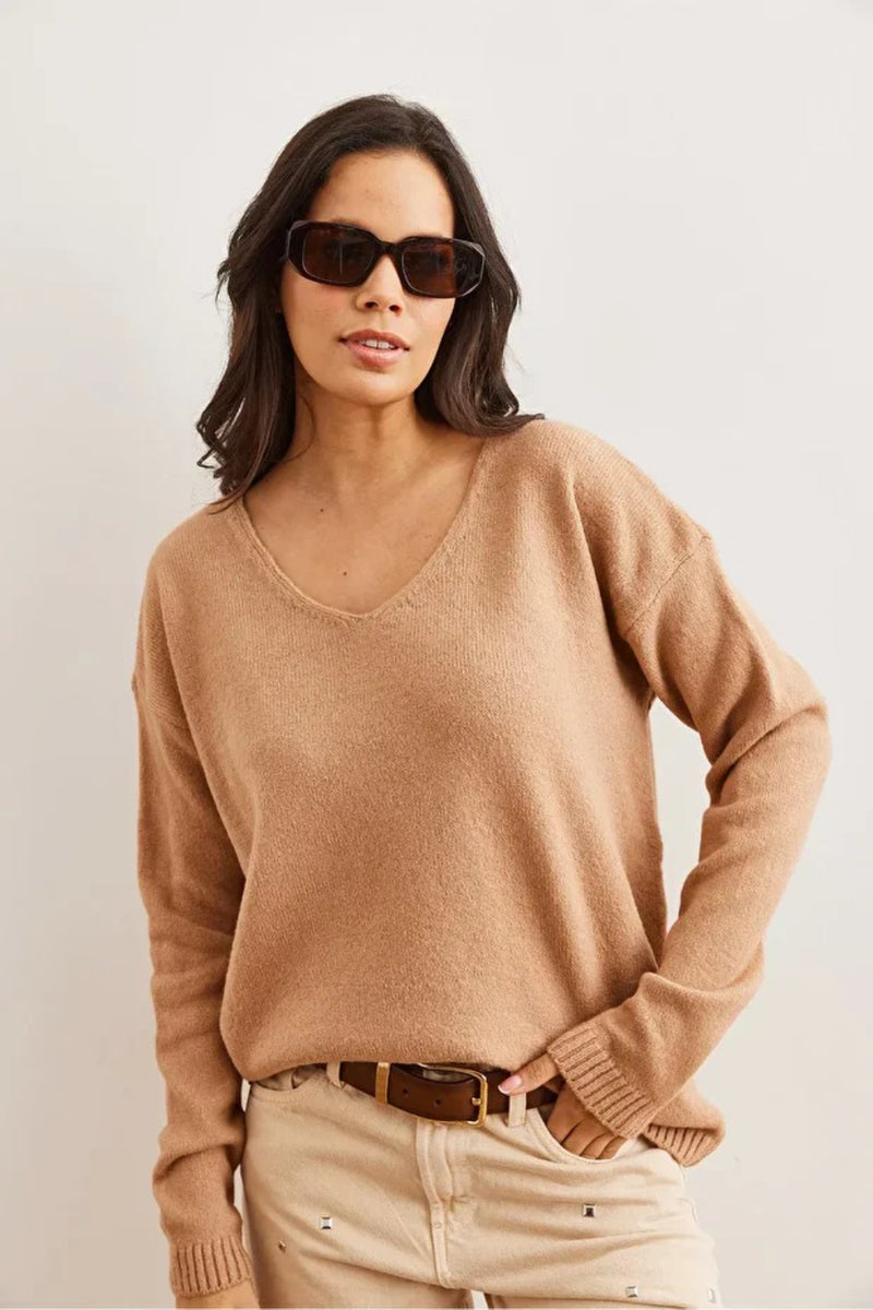 V-Neck Soft-Texture Knit Sweater