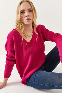 V-Neck Soft-Texture Knit Sweater