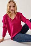 V-Neck Soft-Texture Knit Sweater